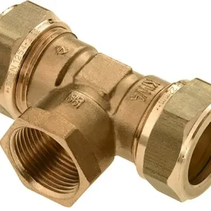 Alleen Vandaag Bonfix knelkoppeling - T-stuk knel x binnendraad x knel - 22mm x 1/2” x 22mm - Messing
