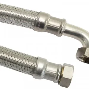 Flitsaanbieding Flexibele aansluitslang - rvs gevlochten - binnendraad x binnendraad - 3/4” x 3/4” met knie - DN20 - lengte 100cm