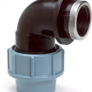 Schroefknie 90gr voor PE/tyleen - 16mm x 3/4” Binnendraad - 16 bar Koop Online