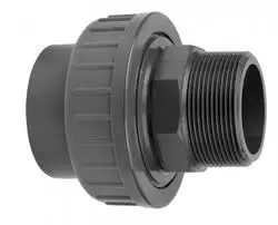 Fabrieksprijs Druk PVC 3-delige koppeling - 16mm x 3/8” Buitendraad - 16 bar