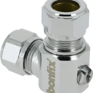 Tijdelijk Beschikbaar Bonfix Kogel (hoek) stopkraan - verchroomd Schroevendraaier bediening - haaks 15 x 15 - 2 x knel