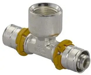 Uponor S-Press pers schroef T-stuk met binnendraad - pers x binnendraad x pers - 50mm x 1" x 50mm Aanbieding