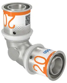 Uponor S-Press Plus bocht 90° - pers x pers - 20mm x 20mm - messing - Kiwa Uitverkoop