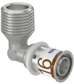 Uponor S-Press Plus draad knie 90° - buitendraad x pers - 1/2" x 16mm - messing - Kiwa Aanbieding