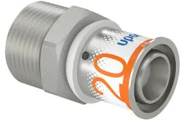 Op = Op Uponor S-Press Plus draad koppeling - buitendraad x pers - 3/4" x 20mm - messing - Kiwa