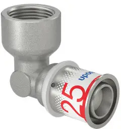 Veilige Betaling Uponor S-Press Plus schroef knie 90° - binnendraad x pers - 3/4" x 25mm - messing - Kiwa