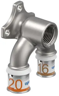 Flitsaanbieding Uponor S-Press Plus U-muurplaat - pers x binnendraad x pers - 20mm x 1/2" x 16mm - Smart Aqua - messing - Kiwa