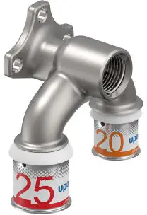 Koopje Uponor S-Press Plus U-muurplaat - pers x binnendraad x pers - 25mm x 1/2" x 20mm - Smart Aqua - messing - Kiwa