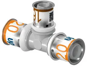 Uponor S-Press Plus verloop T-stuk 90° - pers x pers x pers - 25mm x 16mm x 16mm - ppsu - Kiwa Alleen Vandaag