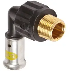 Koop Online Henco - draad knie 90° - gas - pers x buitendraad - 20mm x 1/2" - pvdf