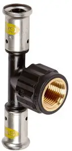Voordeelprijs Henco - schroef T-stuk 90° - gas - pers x binnendraad x pers - 16mm x 1/2" x 16mm - pvdf