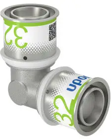 Uponor S-Press Plus knie 90° - pers x pers - 32mm x 32mm - messing - Kiwa Betaalbaar