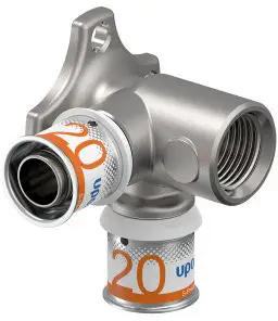 Uponor S-Press Plus muurplaat + knie 90° - pers x binnendraad x pers - 20mm x 1/2" x 20mm - Smart Aqua - Kiwa Dagaanbieding