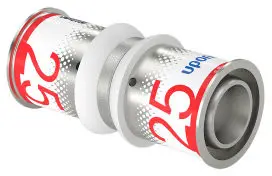 Uponor S-Press Plus koppeling - pers x pers - 25mm x 25mm - messing - Kiwa Koopje
