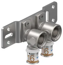 Op = Op Uponor S-Press Plus montagebeugel + muurplaten - pers x binnendraad - 16mm x 1/2" - hoh 35mm - Smart Radi - Kiwa