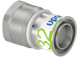 Goedkoop Uponor S-Press Plus schroef koppeling - binnendraad x pers - 1" x 32mm - messing - Kiwa