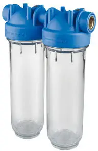 Atlas Filtri - filterhuis - transparante klok - type DP 10 Duo OT TS - binnendraad x binnendraad - 1/2" x 1/2" - messing Seizoensaanbieding