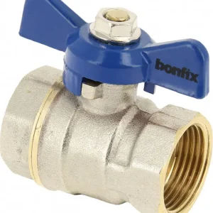 Bonfix Kogelkraan/schuifafsluiter - Blauwe vlindergreep bediening - drukklasse PN25 1 - 2 x binnendraad Gratis Verzending