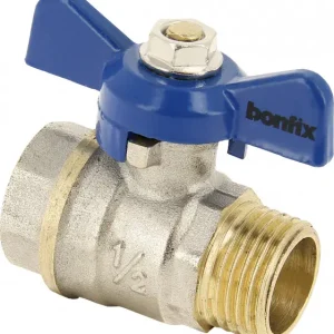 Betaalbaar Bonfix Kogelkraan/schuifafsluiter - Blauwe vlindergreep bediening - drukklasse PN25 1 - binnendraad x buitendraad