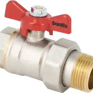 Origineel Bonfix Kogelkraan/schuifafsluiter - Rode vlindergreep bediening 1 - binnendraad x koppeling buitendraad