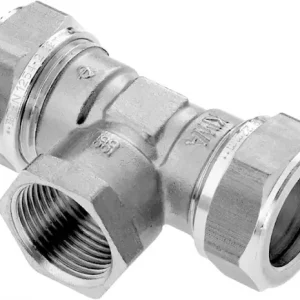 Bonfix knelkoppeling - T-stuk knel x binnendraad x knel - 15mm x 1/2” x 15mm - Vertint Messing Veilige Betaling