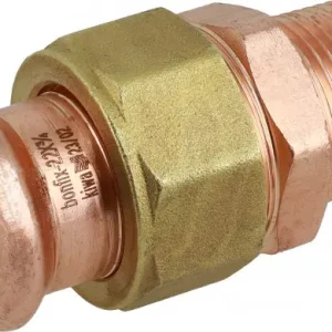 Rechtstreeks Van De Fabrikant Bonfix Pressfitting roodkoper WATER 3-delige koppeling - met vlakke dichting 1/2 x 18 - conische buitendraad x press - (m-profiel)