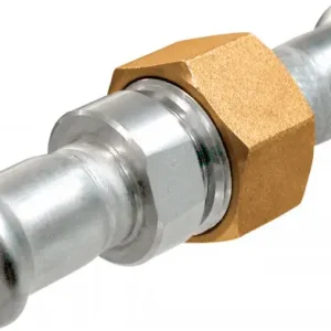 Ambachtelijk Bonfix Pressfitting RVS 316L 3-delige koppeling - vlakdichtend 1 x 22 - 2 x press - (m-profiel)