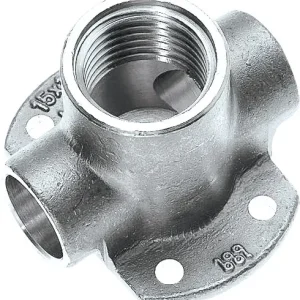 Merkproduct Bonfix Messing soldeerfitting Muurplaat dubbel - laag 15 x 1/2 x 15 - capillair x binnendraad x capillair - Vernikkeld