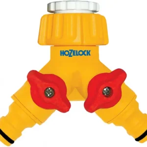 Hozelock dubbele kraanverbinder met afsluiters Exclusief