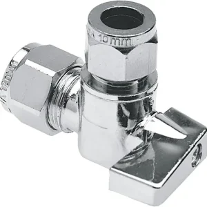 Topkwaliteit Bonfix Wastafel (hoek) kogelstopkraan - verchroomd - Verchroomde knop bediening - haaks 10 x 10 - 2 x knel