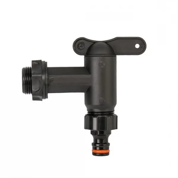 Kraan voor regenton kunststof 3/4" buitendraad inclusief wartel en Gardena aansluiting Direct Verzonden