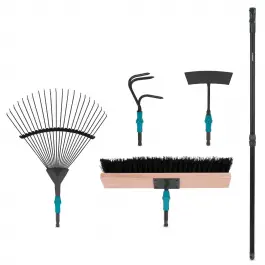 Favoriet Tuingereedschap set 4-1, V-Fix systeem| bladhark, bezem, schoffel en cultivator