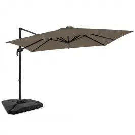 Nieuw Model Zweefparasol Pisogne 300x300cm – Premium parasol - Taupe | Incl. 4 vulbare tegels