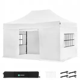 Partytent - 3x4.5 m - Premium easy-up Partytent | set incl. Zijwanden - Wit Gratis Retour