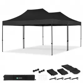 Wereldwijde Verzending Partytent - 6x4.5 m - Premium easy-up Partytent | set incl. 2x Tent en 1x koppelsysteem – Zwart