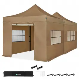 Shop Nu Partytent - 6x3 m - Premium easy-up Partytent | set incl. 2x Tent, Zijwanden en koppelsysteem – Beige