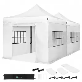 Partytent - 6x3 m - Premium easy-up Partytent | set incl. 2x Tent, Zijwanden en koppelsysteem – Wit Luxe