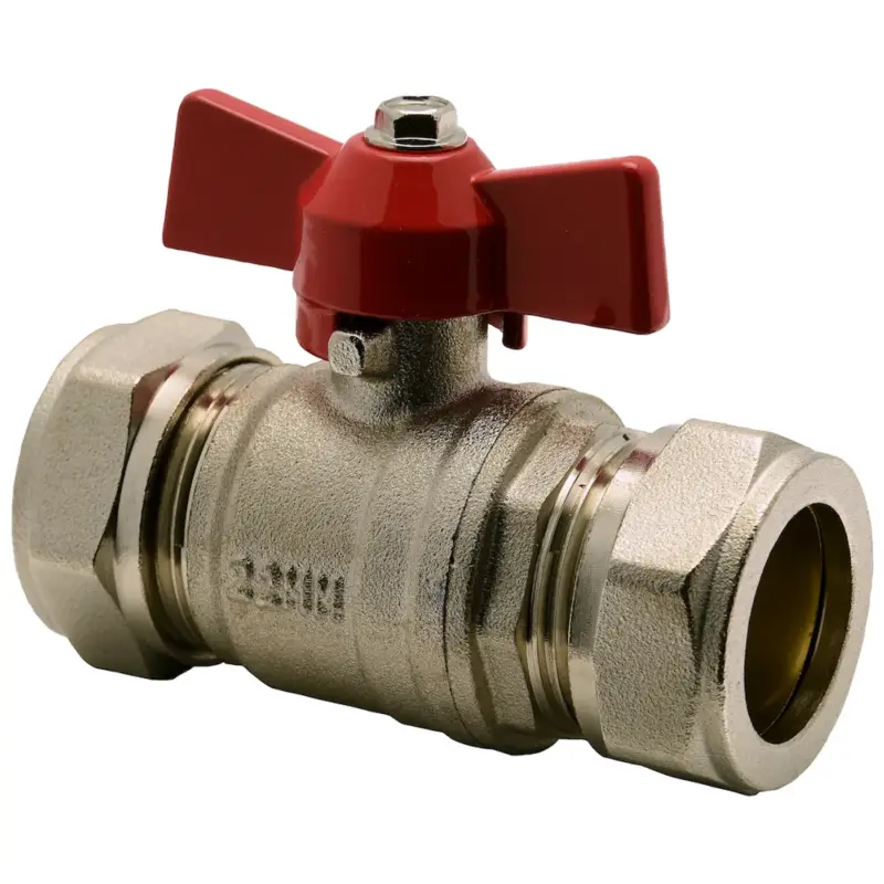 Exclusief Sanivesk kogelkraan met vlinder greep messing vernikkeld 22x22mm knel