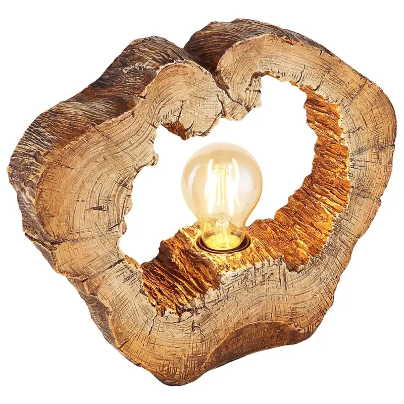 Actieprijs Globo Tafellamp Vinzenz plastic houtnerf 1x E27