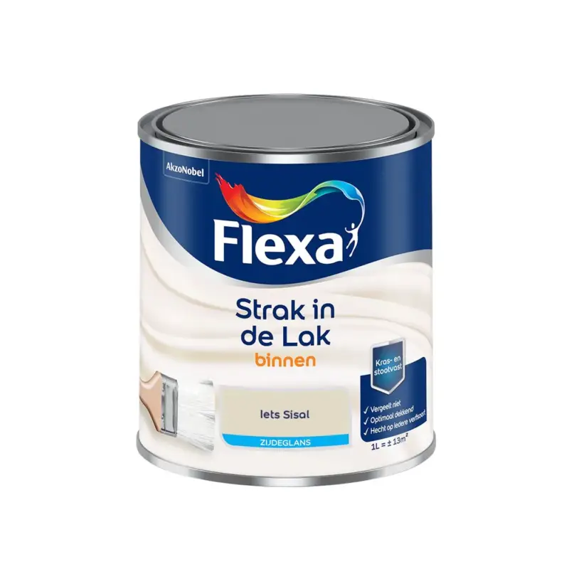 Weekendaanbieding Flexa - Strak In De Lak Binnenlak Zijdeglans - Iets Sisal - Meng - 1 L