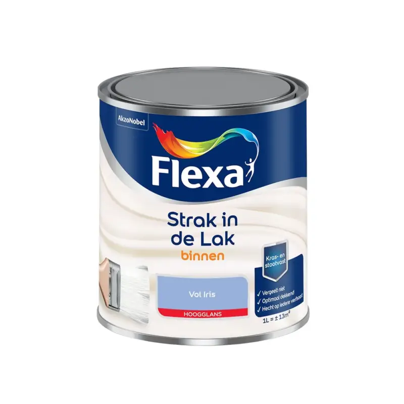 Weekendaanbieding Flexa - Strak In De Lak Binnenlak Hoogglans - Vol Iris - Meng - 1 L