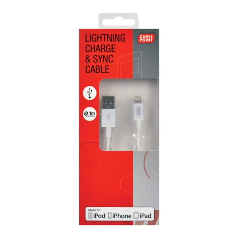 Ambachtelijk Carpoint laadkabel USB&MFI 8-polig 100cm