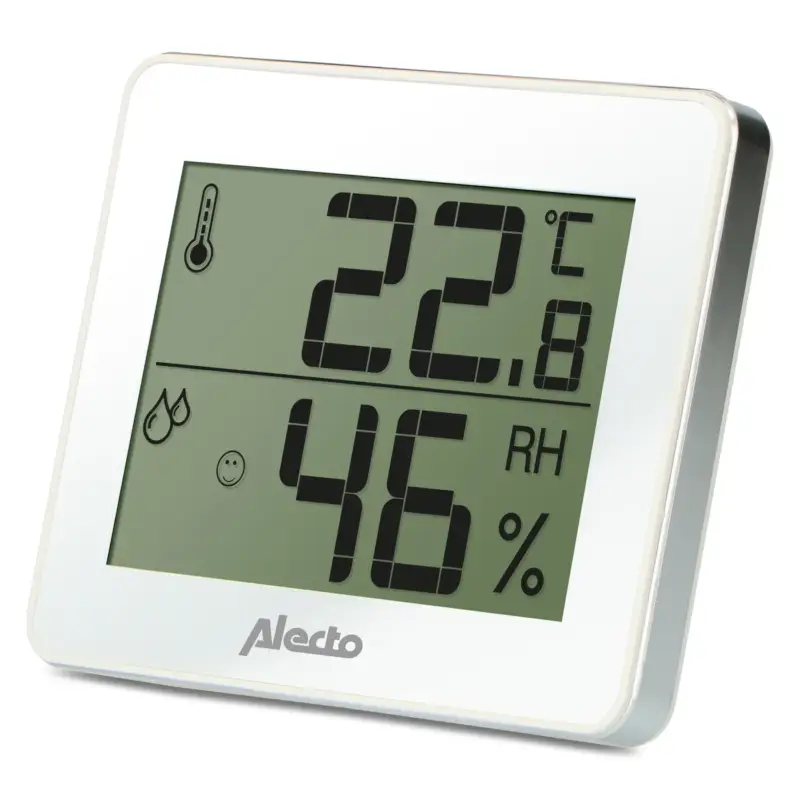 Alecto Ws-55 - Thermometer / Hygrometer, Wit/zilver Speciale Aanbieding