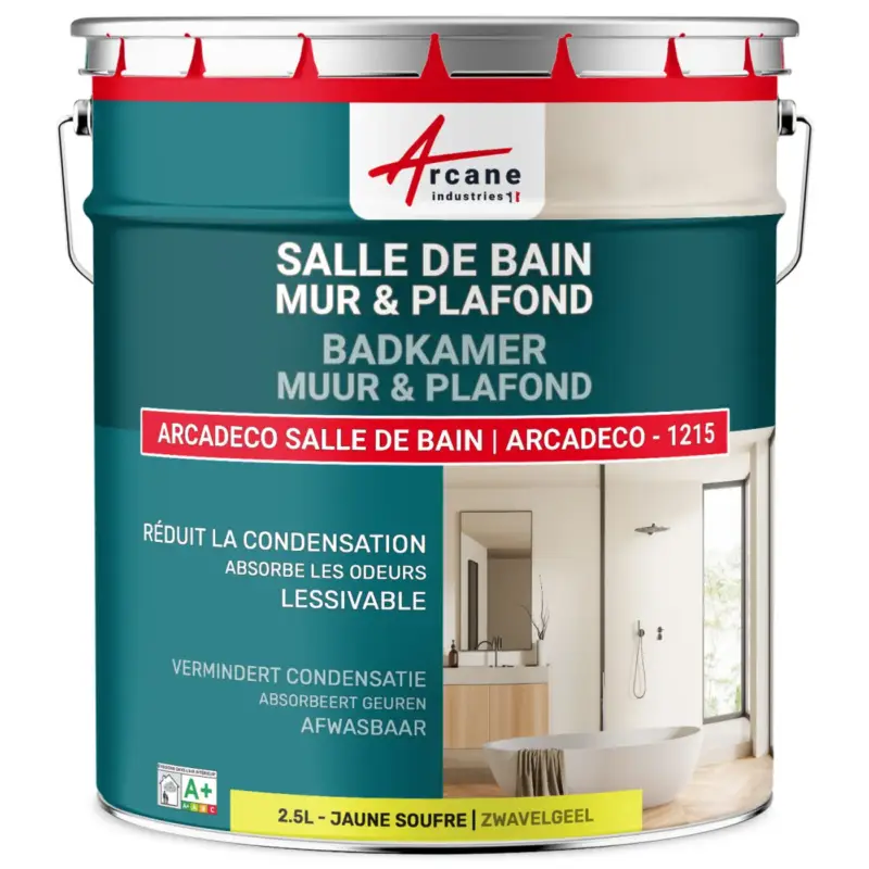 Alleen Vandaag Arcane Industries - Badkamerverf Voor Muur En Plafond Zwavelgeel Ral 1016 - 2,5 L