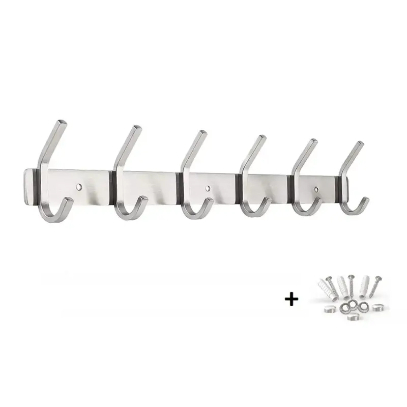 Wandkapstok 12 Haken - RVS - 46cm - Inclusief Bevestigingsmateriaal Direct Beschikbaar