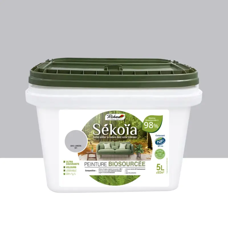 Wereldwijde Verzending Richard Sékoïa Biogebaseerd Verf - Fluwelen Gris Lumière 501 - 5 L