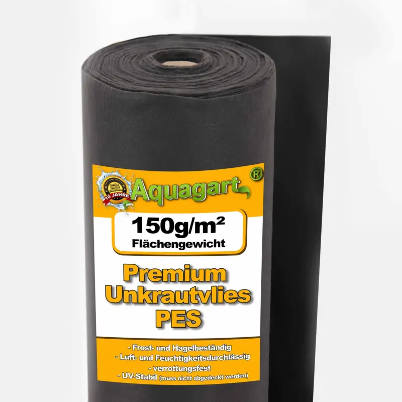 Aquagart Onkruidvlies Pes 15m² 150g/m² 1,0m Breed Mulchvlies Tuinvlies Voordeelprijs