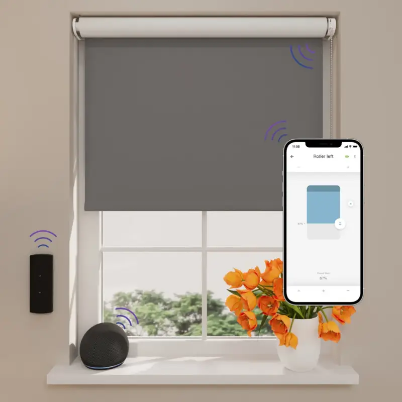 Aanbieding Dtch Elektrisch Rolgordijn Easy Verduisterend - Dark Grey - 80 X 190 Cm - Cmd-02-p