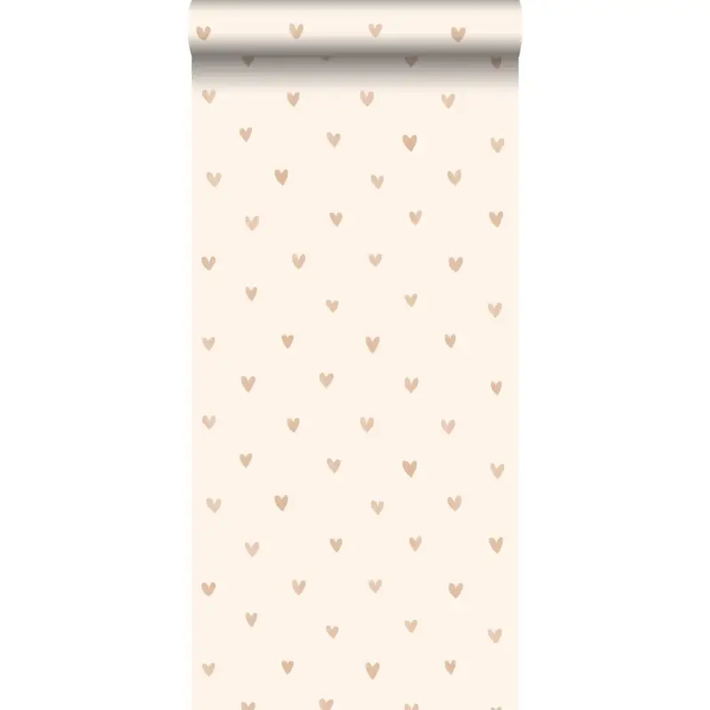 Walls4you Behang Confetti Hartjes Beige En Goud - 53 Cm X 10.05 M - 935291 In De Mode