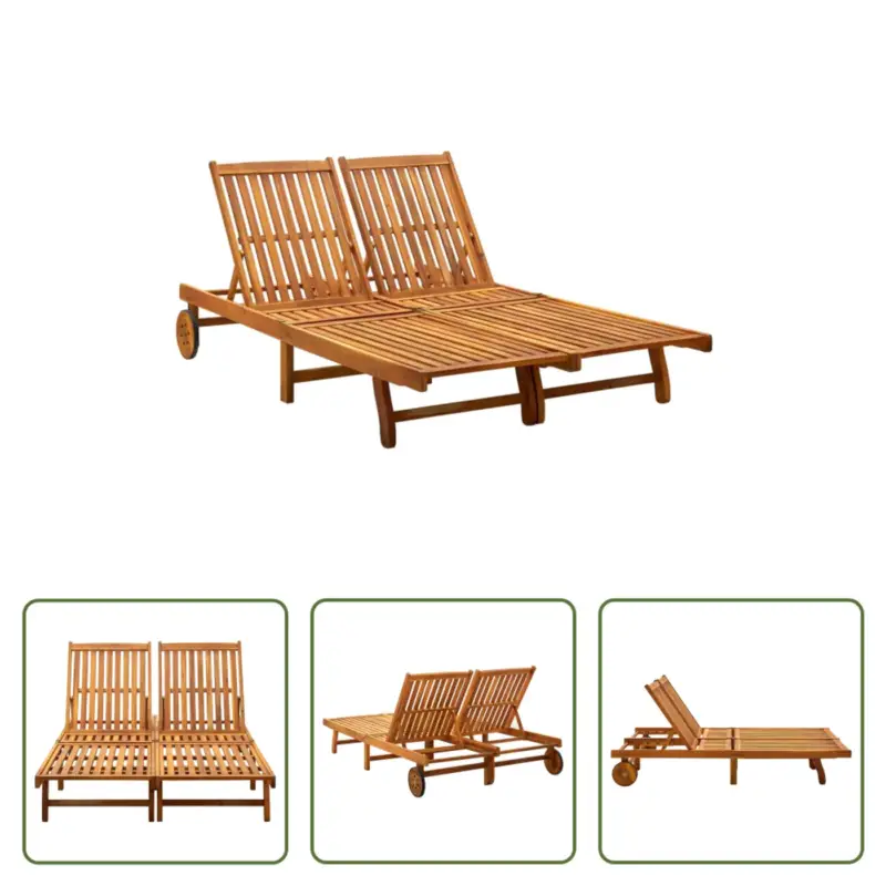 vidaXL Loungebed Acaciahout 2-persoons - 199 x 118/123 x 30/62/76/85 cm Lage Prijs
